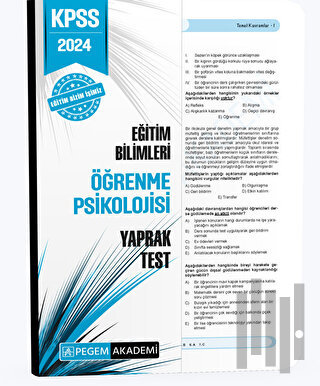 2024 KPSS Eğitim Bilimleri Öğrenme Psikolojisi Yaprak Test | Kitap Amb