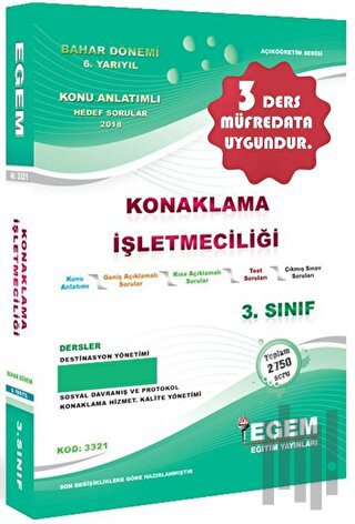 3. Sınıf 6. Yarıyıl Konaklama İşletmeciliği Konu Anlatımlı Hedef Sorul