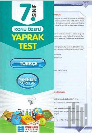 7. Sınıf Türkçe Konu Özetli Yaprak Test | Kitap Ambarı