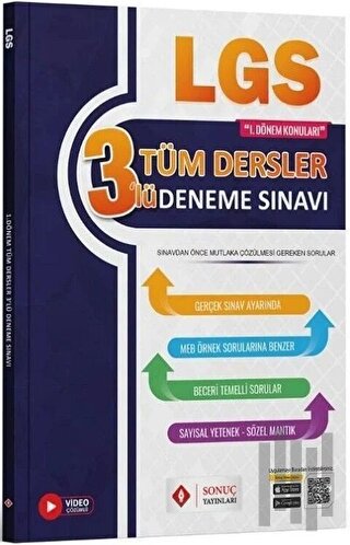 8. Sınıf LGS Tüm Dersler 1. Dönem 3 Deneme | Kitap Ambarı