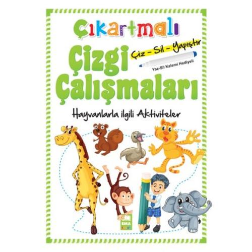 Hayvanlarla İlgili Aktiviteler - Çıkartmalı Çizgi Çalışmaları | Kitap 