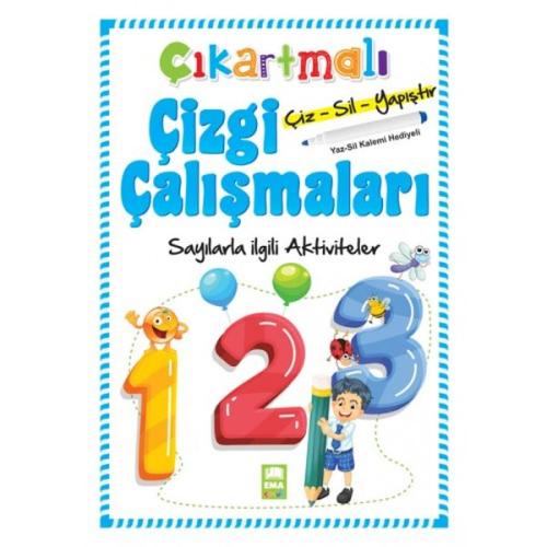 Sayılarla İlgili Aktiviteler - Çıkartmalı Çizgi Çalışmaları (Yaz-Sil K