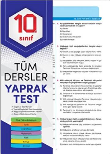 10. Sınıf Tüm Dersler Yaprak Test | Kitap Ambarı