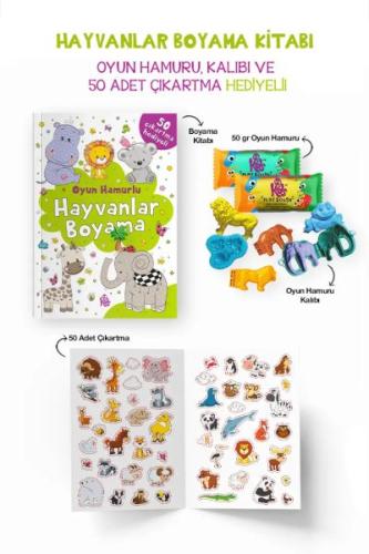 Hayvanlar Boyama Kitabı - Oyun Hamurlu - 3 Yaş + | Kitap Ambarı