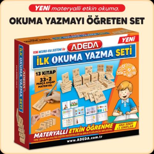 İlk Okuma Yazma Seti 13 Kitap - 33+2 Parça Ahşap Materyal | Kitap Amba