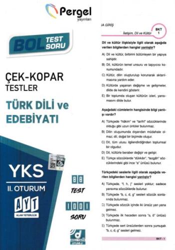 Pergel AYT Türk Dili ve Edebiyatı Çek-Kopar Yaprak Test (Yeni) | Kitap