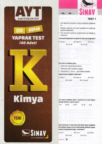 AYT Kimya Çek Kopar Yaprak Test | Kitap Ambarı